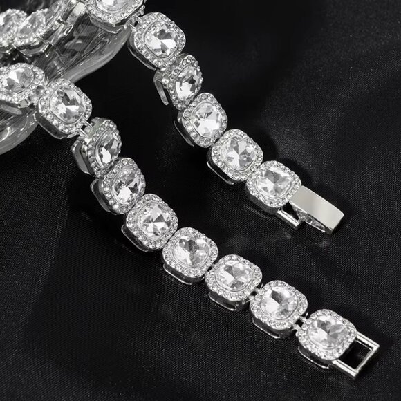 ⭐ Large 8" Iced Out Diamond Bracelet 17.00 Ctw. Chain 13mm Wide 18k White Gold ⭐ - Picture 4 of 6
